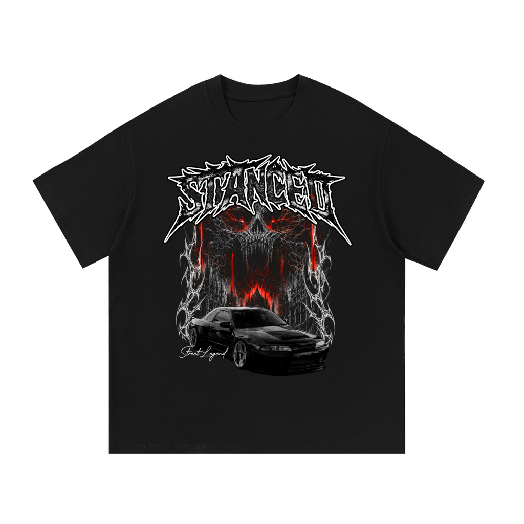 Black T-shirt with Gothic Stance car artwork on the front