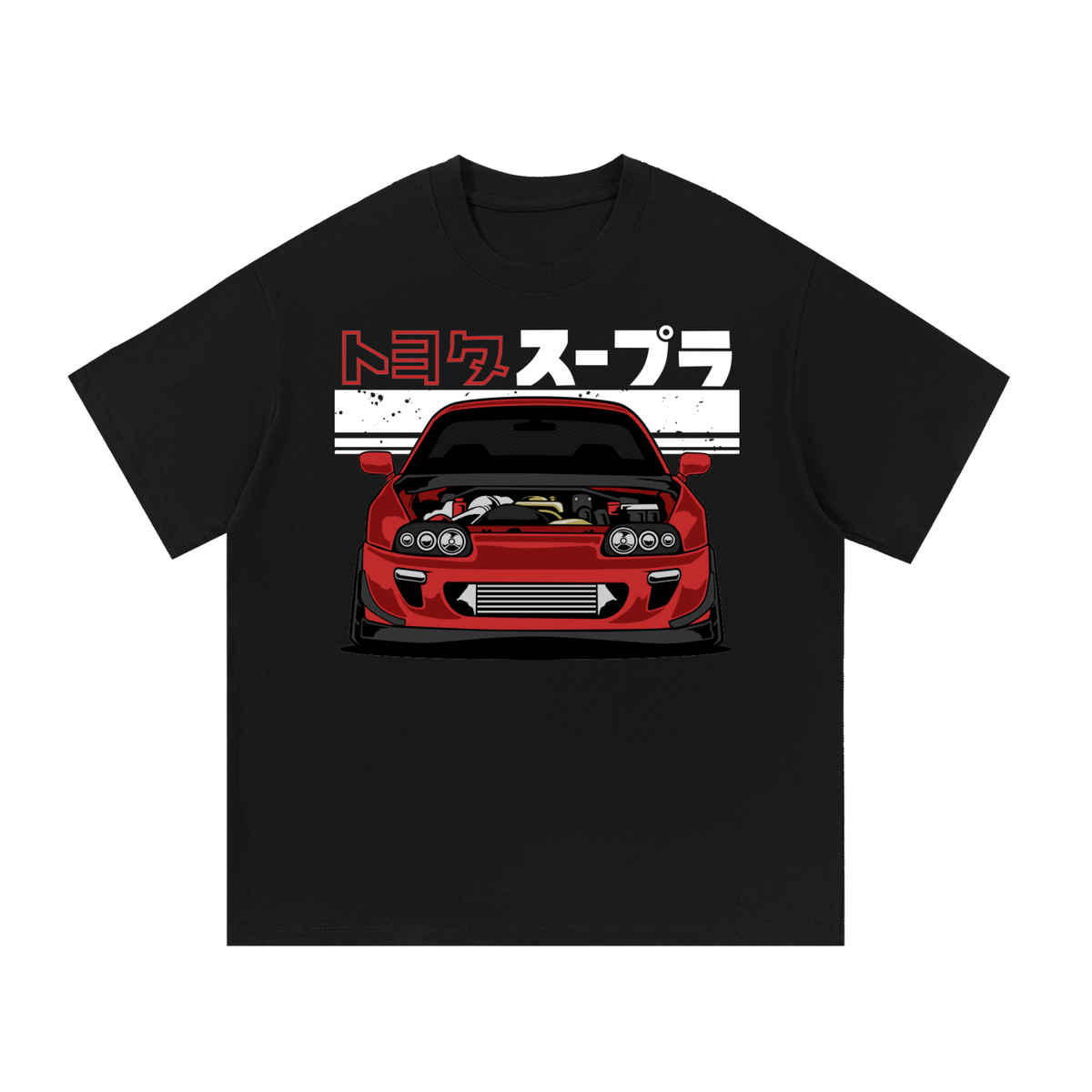 MK4 Supra 2JZ car graphic on an oversized cotton T-shirt