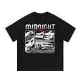 Black T-shirt with Midnight Chaser Panel car artwork on the front