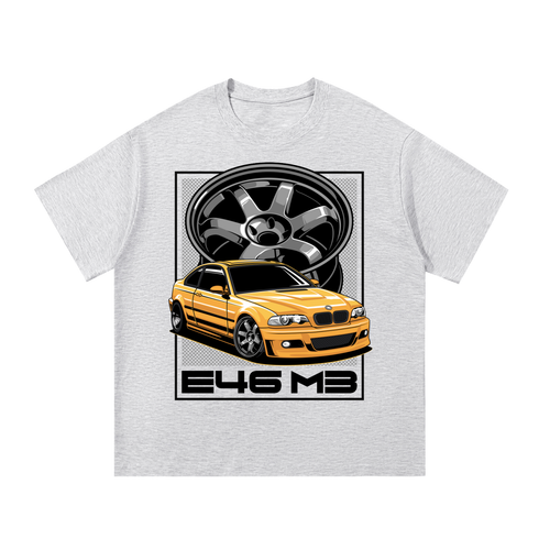 E46 coupe car graphic on an oversized cotton T-shirt