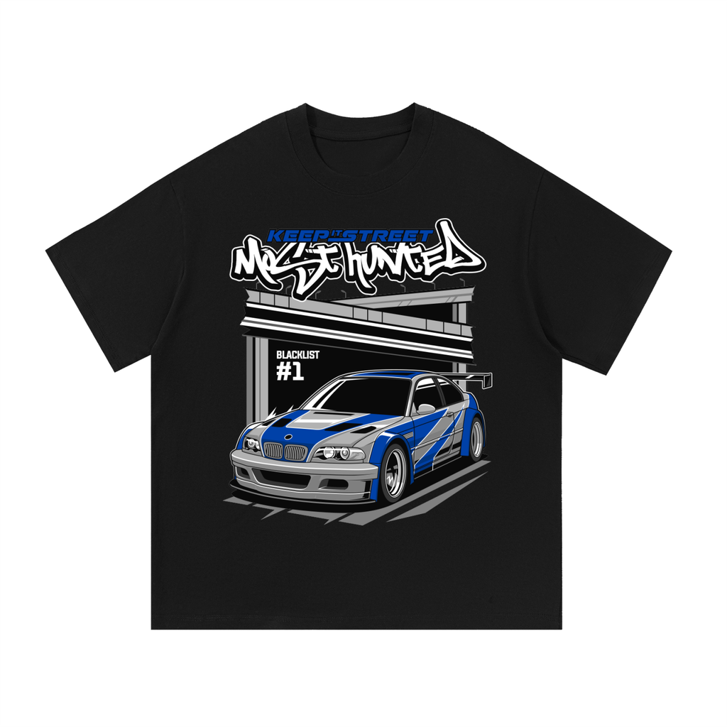 E46 tribute car graphic on an oversized cotton T-shirt