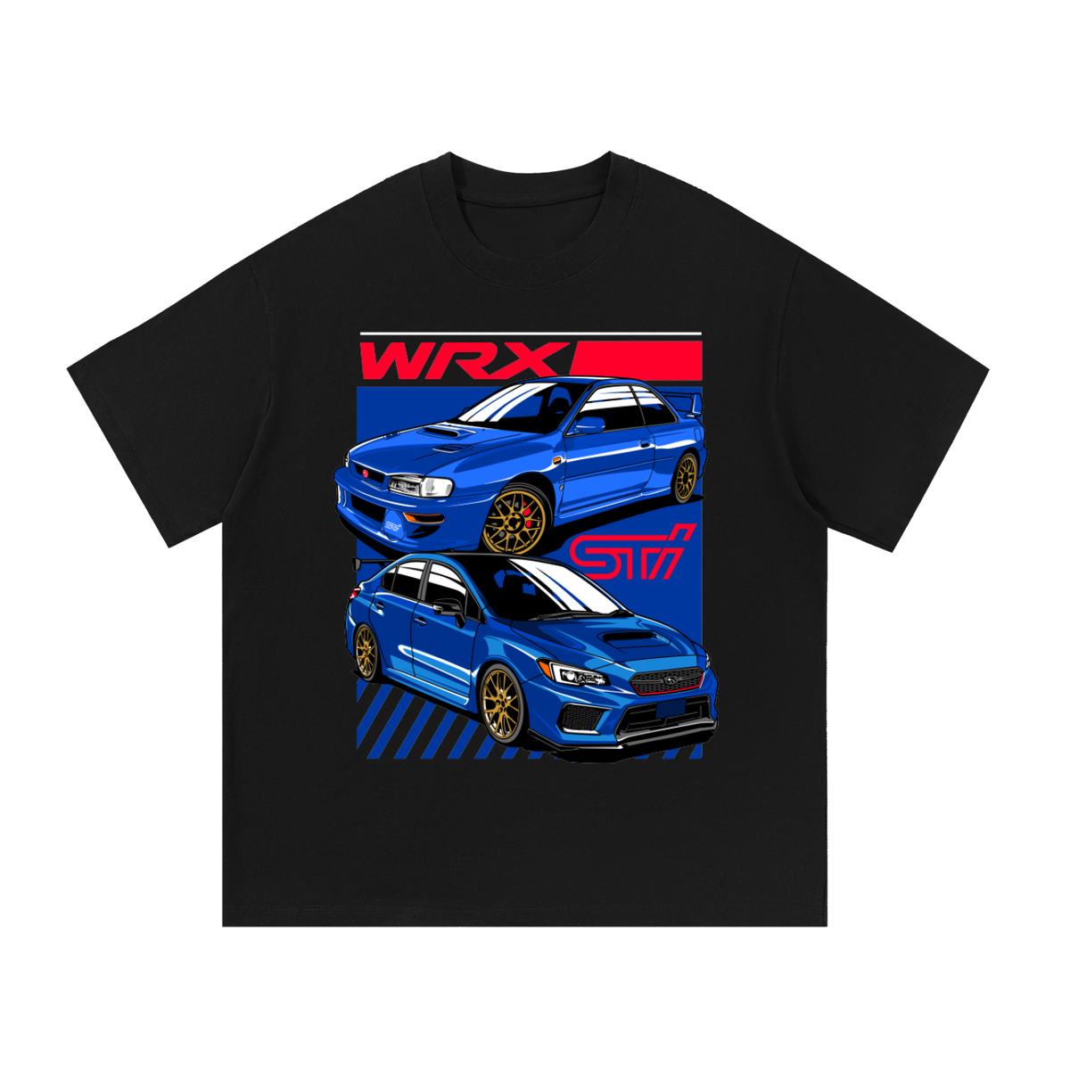 WRX boxer car graphic on an oversized cotton T-shirt
