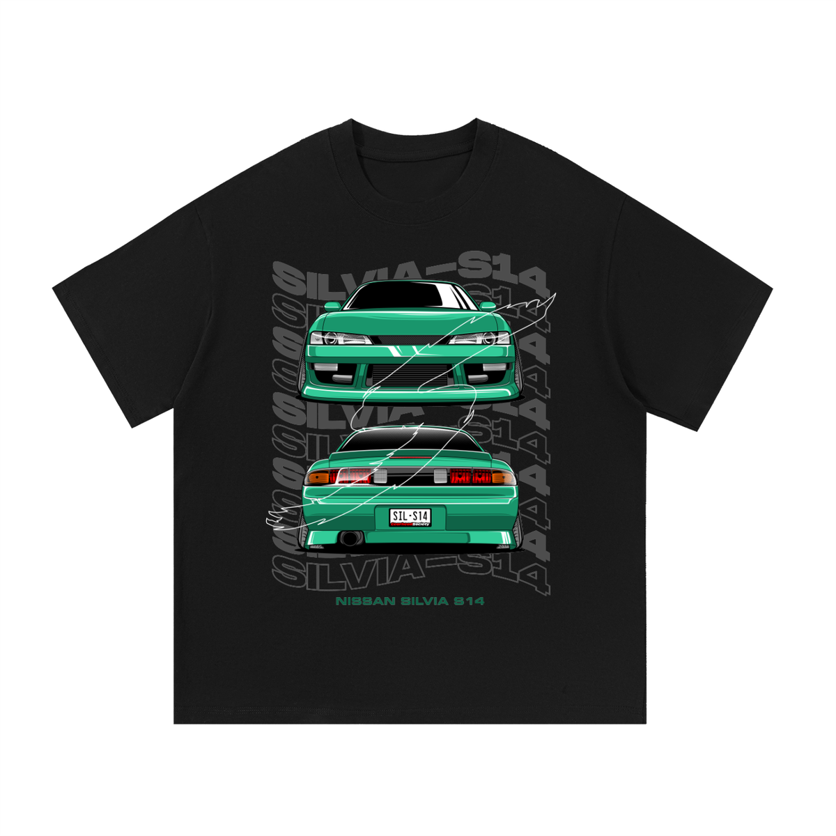 S14 Silvia car graphic on an oversized cotton T-shirt