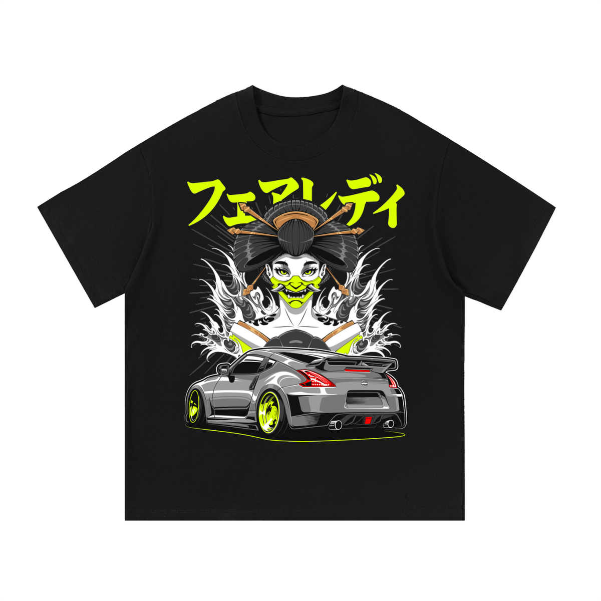 370Z Fairlady car graphic on an oversized cotton T-shirt