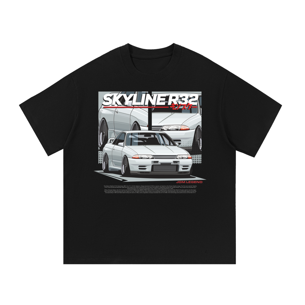R32 Skyline car graphic on an oversized cotton T-shirt