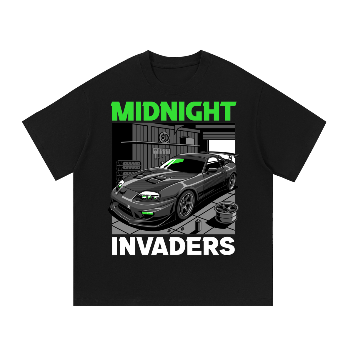MK4 Supra car graphic on an oversized cotton T-shirt