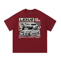 Wine red T-shirt with Lexus IS300 car artwork on the front