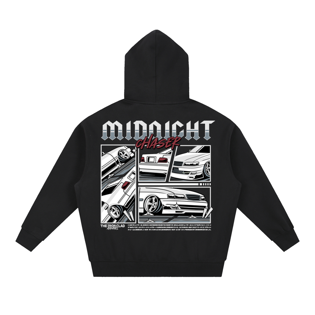 JZX100 Chaser car graphic on an oversized black hoodie