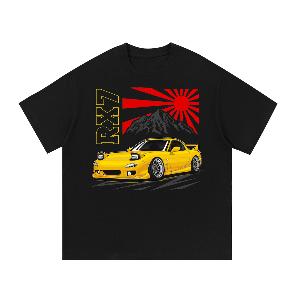 FD RX-7 rotary car graphic on an oversized cotton T-shirt